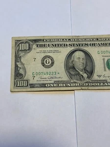 G0074 9223 STAR NOTE 1969C $100 DOLLAR BILL - Picture 1 of 4