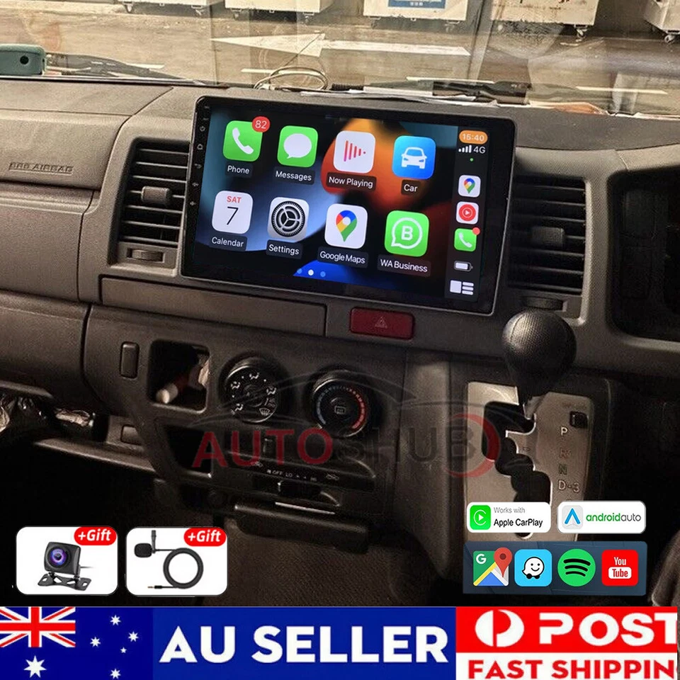 4+64G For Toyota Hiace 2004-2019 Head Unit Android 14 Apple CarPlay Stereo Radio - image 1 of 4