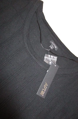 Apt. Suéter 9 Onyx Negro Manga Corta Puños Lados Encantados Talla 1X Para Mujer NUEVO Foto 1 de 3