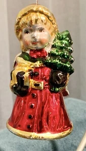 BELLISSIMA CAMPANA ANGELO IN VETRO 3 3/4” VINTAGE ORNAMENTO NATALE!! - Foto 1 di 10