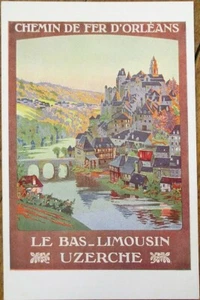 Le Bas-Limousin Uzerche 1910 Französisches Plakat Kunst Eisenbahn Werbung Postkarte - Bild 1 von 1