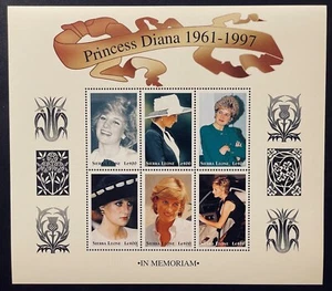SIERRA LEONA PRINCESA DIANA IN MEMORIAM HOJA DE SELLOS DE 6 MNH 1997 ROYALTY - Imagen 1 de 1