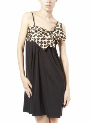 Vestido Jersey Rojo Valentino Estampado Leopardo Lazo Embellecido Negro Talla L Nuevo con Etiquetas Foto 1 de 4