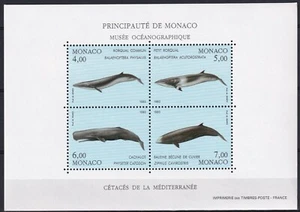 Monaco 1993 Yvert S/S #59 Mediterranean Cetaceans Whales MNH-VF - Picture 1 of 1