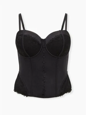Corsé Torrid Bustier SOLO Negro Satinado Encaje Nuevo con Etiquetas Nuevo 0X Foto 1 de 4