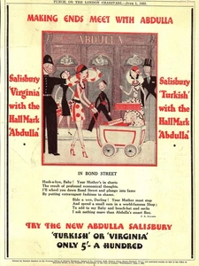 1932 ABDULLA Cigarettes FISH Cartoon Advert 'Bond Street' Art Deco Era Print Ad - Foto 1 di 1