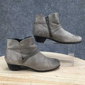 Abeo Boots Womens 8 Narrow Maya Ankle Bootie Gray Leather Comfort Cuban Heels - Picture 1 of 22