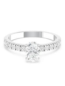 1.39Ct Oval Cut Moissanite Timeless Women’s Modern Engagement Ring in 925 Silver - Picture 1 of 11