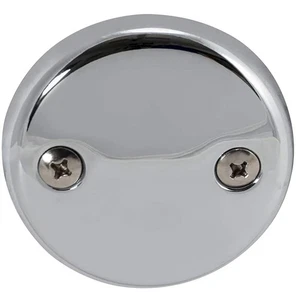 EZ-FLO Two-Hole Bathtub Overflow Face Plate with 0.70 x 3.3 x 3.3", Chrome  - Picture 1 of 6