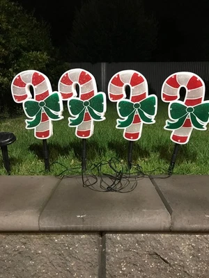 40 LED 4 Piezas Blanco PVC Bastones de Caramelo Solar Navidad Exterior Jardín Luces Foto 1 de 4