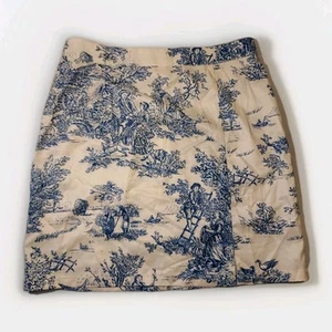 Minifalda Cider Toile de Jouy patrón azul y crema talla pequeña nueva con etiquetas - Imagen 1 de 8
