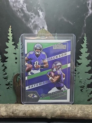 2022  Contenders Lamar Jackson/Rashod Bateman Touchdown Tandems Ravens #TDT-LJA - Image 1 of 2