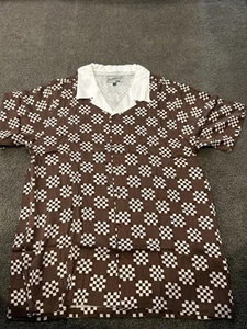 Bogey Boys Bigcheck Button Up Brown Men’s Size Large - Picture 1 of 5