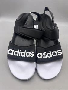 Adidas Adilette schwarze Sandalen offene Zehenpartie Klettverschluss Riemen Herren Größe 13 - Bild 1 von 8
