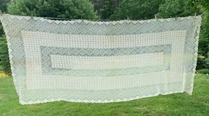 Vintage Lace Tablecloth White Banquet Table Crocheted 135 X 60in Geometric - Picture 1 of 14