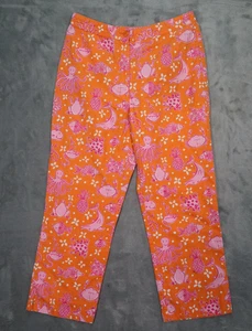 Lilly Pulitzer Women's Size 4 Orange Blowfish Pants Loose Fit Tropical Aquatic - Picture 1 of 7
