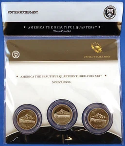2010 Mount Hood (OR) America the Beautiful Quarters 3-coin Mint Set with COA - Picture 1 of 4