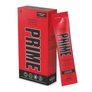 PRIME Tropical Punch Hydration Drink Mix Zero Sugar Add, 6 Sticks *READ* - Picture 1 of 6