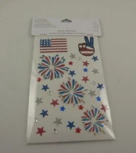 Flag Fireworks stars temporary tattoos body art skin star 4th July Patriotic  - Picture 1 of 5