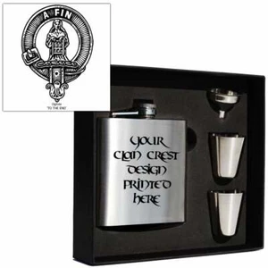 Art Pewter Ogilvie Clan Crest 6oz Hip Flask Box Set (s) HF6 S-C91 Scottish - Picture 1 of 2
