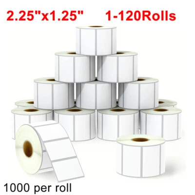 2.25x1.25 Direct Thermal Shipping Labels Barcode UPC Label Perforated 1000/Roll - Image 1 of 4