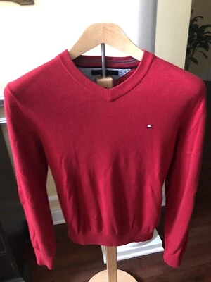 Tommy Hilfiger Boys Size LG 16/18 Classic Red Knit Pullover Long Sleeve Sweater - Image 1 of 4