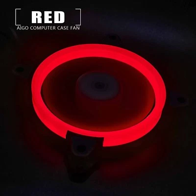 3PCS Red Halo 140mm LED PC CPU Gaming Computer Case Cooling Neon Clear Fan Mod - Image 1 of 4
