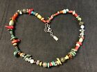 PEYOTE BIRD Sterling Silver Stone Coral Amber Turquoise Glass Beaded Necklace
