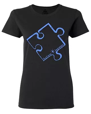Blue Puzzle Piece Women's T-Shirt Support Autism Awareness Autism Mom Shirts • 14.97€