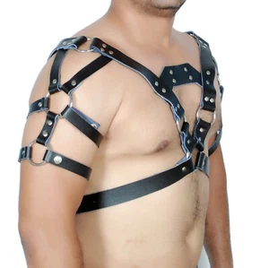 MENS GENUINE REAL LEATHER BODY HARNESS - BONDAGE - Picture 1 of 3