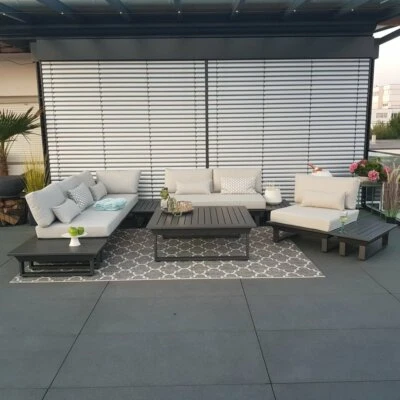 Gartenlounge Menton Alu Grau Anthrazit Lounge-Gruppe Lounge Modul Aluminium - Bild 1 von 4