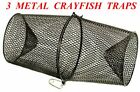 3 METAL CRAYFISH TRAPS LIVE BAIT EEL SHRIMP PRAWN FISH CRAB DROP CAGE NET POT