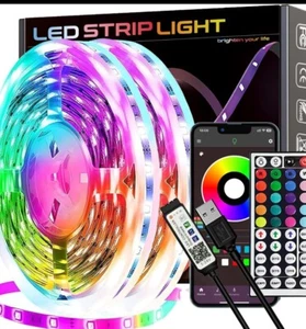 LED Strip Lights 100ft 50ft Music Sync Bluetooth 5050 RGB Room Light with Remote - Picture 1 of 7