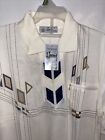 Authentic Hoang Collection Mens 2XL Polo Shirt Cream With Geometric