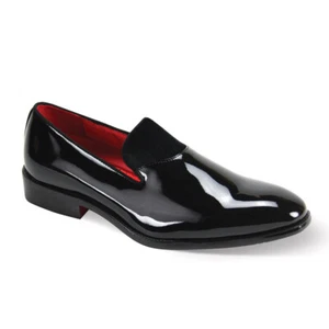 After Midnight Mens Black Patent PU Leather Slip On Dress Shoes 7009 - Picture 1 of 1