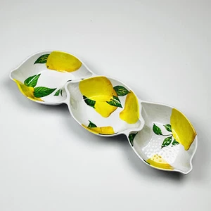 Lemons Lemon Tree Melamine Shaped 3 Section Rectangular Serving Platter Dish - Picture 1 of 1