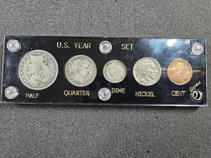 🌟 1915 Nice Circulated Year Set Barber half (S), Vintage 5-Coin Set Rare! - Picture 1 of 6