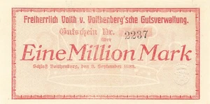 Schloß Voithenberg - Gutsverwaltung - 1 Million Mark - ohne U-Schrift - Bild 1 von 2