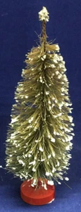 1950er Jahre Vintage Gold Mattierte Flasche Bürste Baum auf Holzsockel aus Deutschland 10" - Bild 1 von 5