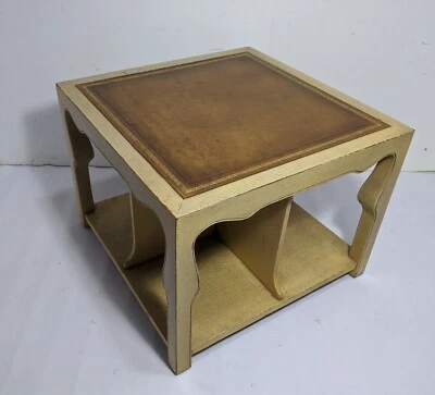 Mesa provincial francesa Shabby Chic de cuero vintage estantería de 2 niveles Foto 1 de 4