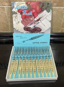VTG “Little Fork” Boxed Set 12 Stainless Steel Relish and Hors D'oeuvre Forks - Bild 1 von 7