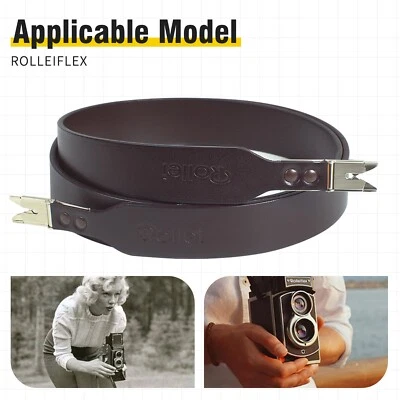Wide Leather Neck Strap With Clips For Rolleiflex 2.8E 2.8F 3.5C 3.5E 55F4 3.5T - Image 1 of 4