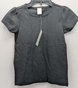 NWT Gymboree Girls Size 7 Solid Black Shirt 100% Cotton Short Sleeve T-Shirt NEW - Picture 1 of 6