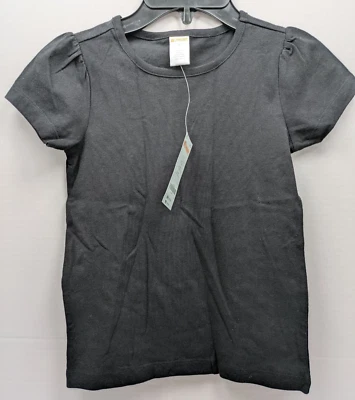 NWT Gymboree Girls Size 7 Solid Black Shirt 100% Cotton Short Sleeve T-Shirt NEW - Image 1 of 4