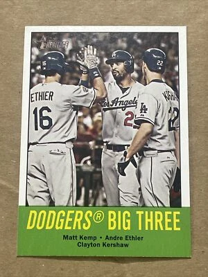2012 Topps Heritage Dodgers Big Three #412 Kershaw Ethier Kemp - Image 1 of 4