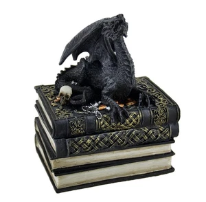 Zeckos Medieval Dragon on Antique Books Trinket Stash Box - Picture 1 of 3