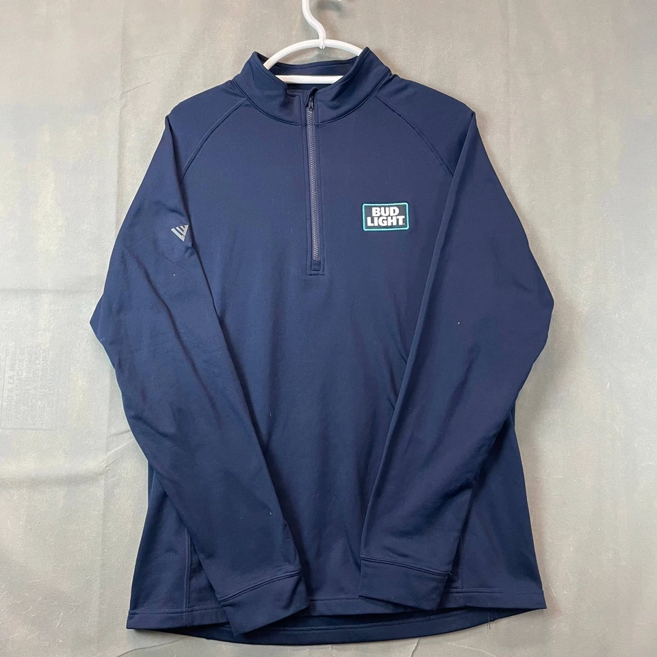 Bud Light Levelwear Quarter Zip Pullover Men’s Large Navy Logo Performance Top - Image 1 of 4