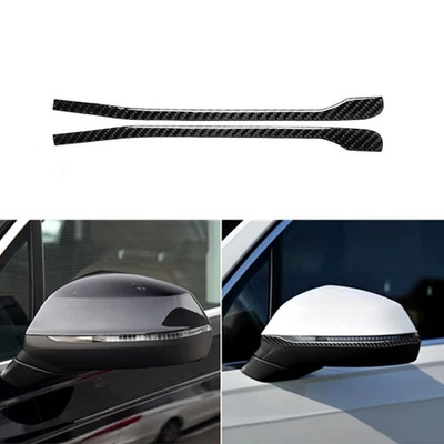 2X Tira de parachoques de espejo retrovisor interior fibra de carbono para Audi Q7 2016-2019 Foto 1 de 4