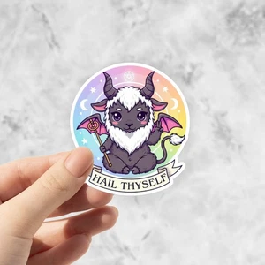 Heil dir selbst süße Ziege Baphomet Satanismus - wasserdichter Vinylaufkleber - Bild 1 von 5
