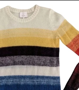 Cinq A Sept 5 à 7 Alizeh Mohair Wool Pullover Sweater Small Colorful Striped - Picture 1 of 8
